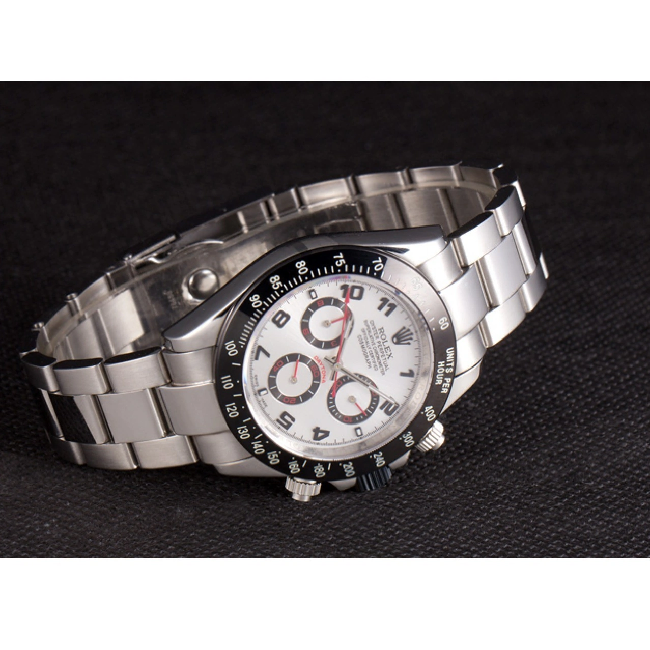 Rolex copies cheap Daytona Enameled Steel Dial Black Silver Rolex Stainless 1015